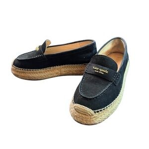 Kate Spade New York Black Suede Espadrille Loafers size 7